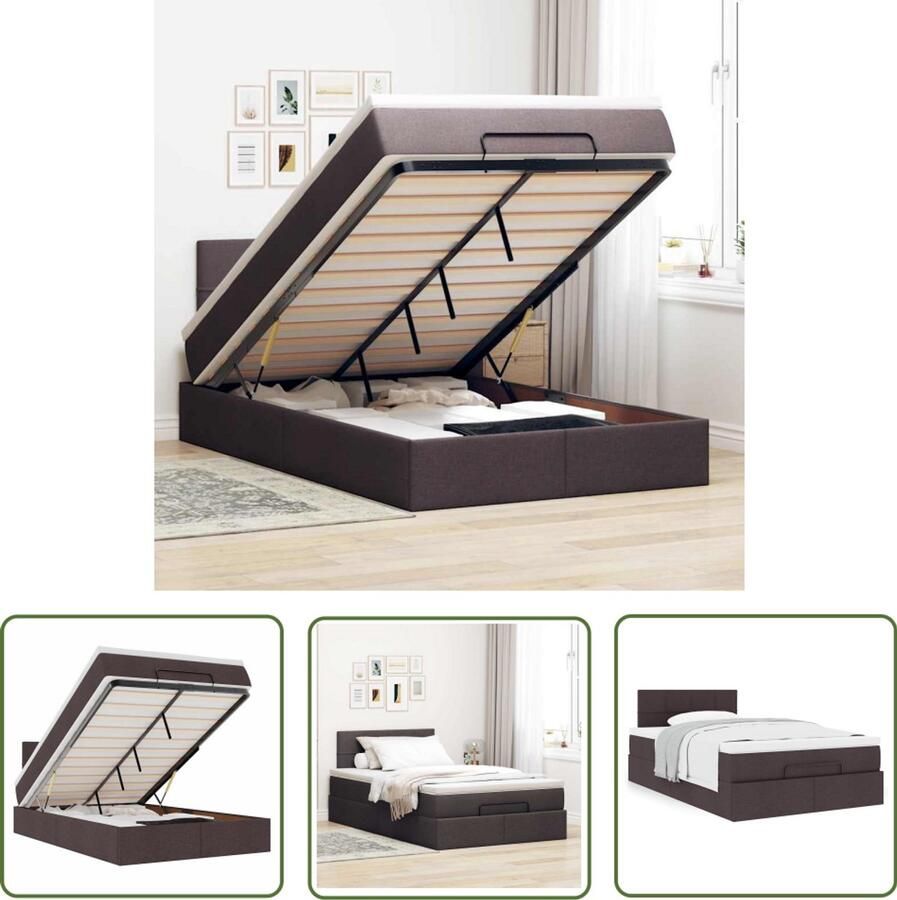 VidaXL Boxspring Bed Frame Bed met matras 120x200 cm stof donkerbruin Tweepersoonsbed Stapelbaar Bed Opbergbed
