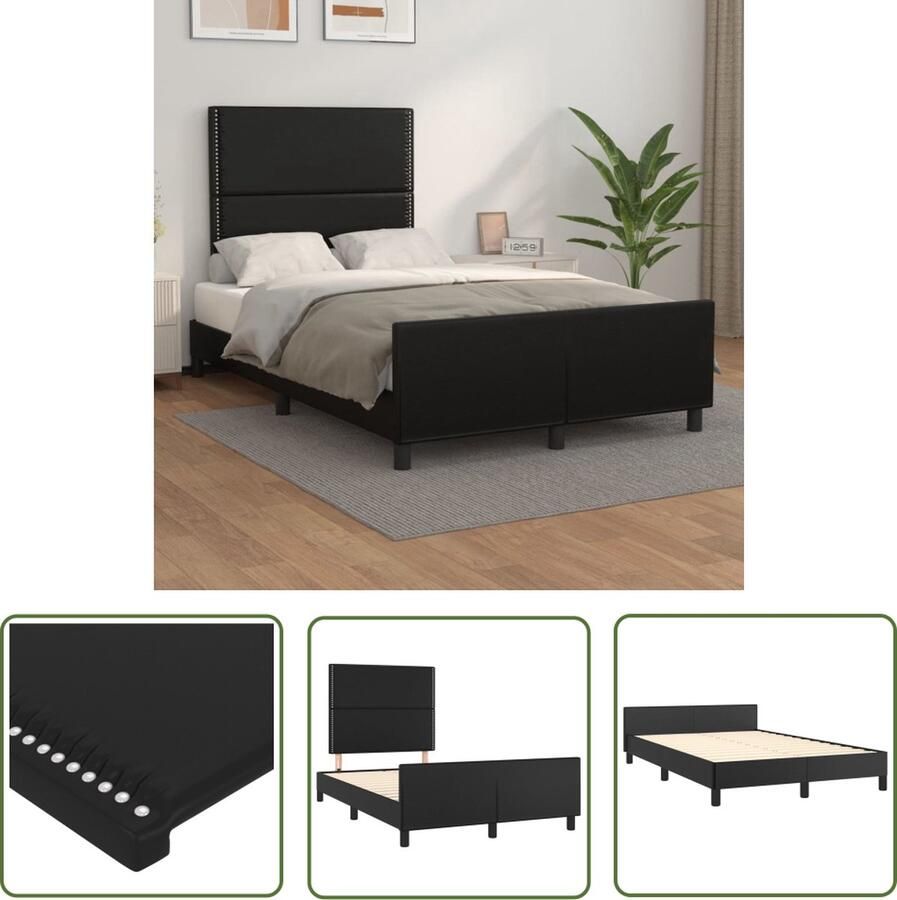 The Living Store Bedframe Hoofdeinde Zwart 203x126x118 128 cm Geschikt voor 120x200cm matras Bed Frame Boxspring Hoofdeinde Zwarte Bedbank Tweepersoons Bed