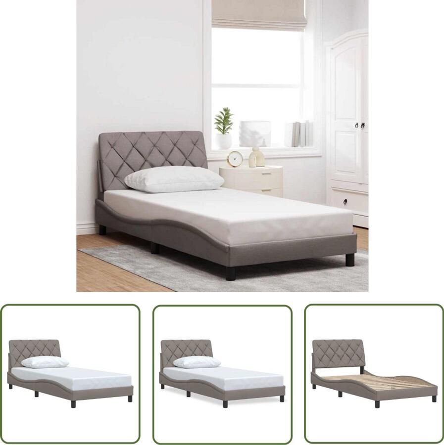 VidaXL Boxspring Bed Frame Bedframe zonder matras 100x200 cm stof taupe Tweepersoonsbed Slaapcomfort Slaapkamersdecoratie