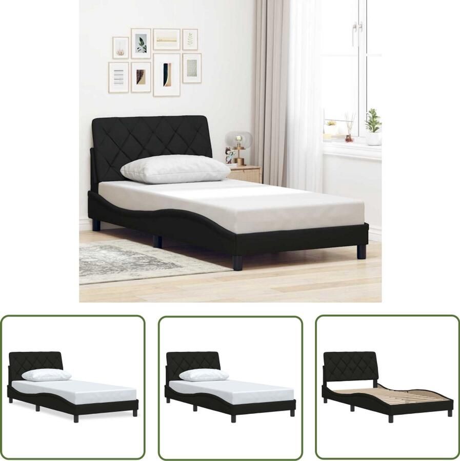 VidaXL Boxspring Bed Frame Bedframe zonder matras 100x200 cm stof zwart Tweepersoonsbed Slaapcomfort Slaapkamersdecoratie
