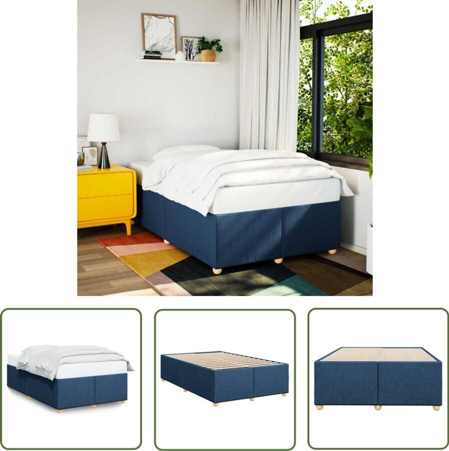 VidaXL Boxspring Bed Frame Bedframe zonder matras 120x190 cm stof blauw Tweepersoonsbed Slaapcomfort Houten Bed