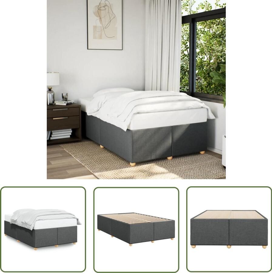 VidaXL Boxspring Bed Frame Bedframe zonder matras 120x190 cm stof donkergrijs Tweepersoonsbed Slaapcomfort Slaapkamers