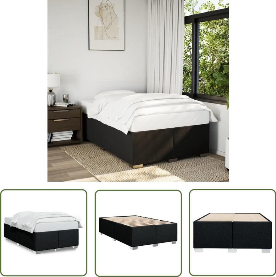 VidaXL Boxspring Bed Frame Bedframe zonder matras 120x190 cm stof zwart Tweepersoonsbed Slaapcomfort Houten Bed
