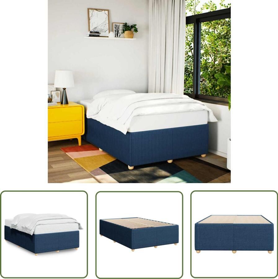 VidaXL Boxspring Bed Frame Bedframe zonder matras 120x200 cm stof blauw Tweepersoonsbed Slaapcomfort Slaapkamers