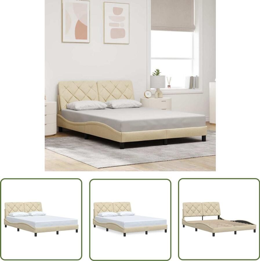 VidaXL Boxspring Bed Frame Bedframe zonder matras 120x200 cm stof crèmekleurig Tweepersoonsbed Slaapcomfort Slaapkamersdecoratie