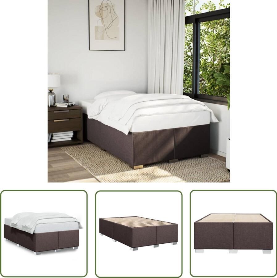 VidaXL Bedframe zonder matras 120x200 cm stof donkerbruin Bed Frame Boxspring Tweepersoonsbed Houten Bed Slaapcomfort