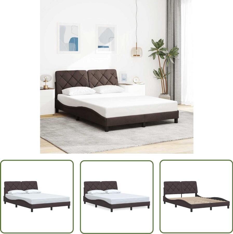 VidaXL Boxspring Bed Frame Bedframe zonder matras 120x200 cm stof donkerbruin Tweepersoonsbed Slaapcomfort Houten Bed