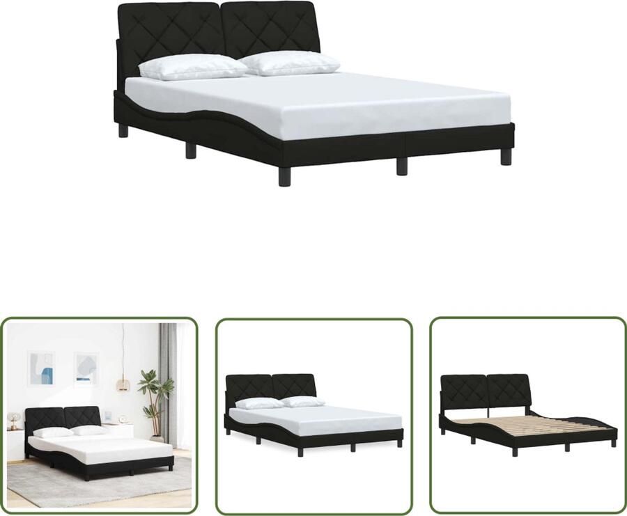 VidaXL Boxspring Bed Frame Bedframe zonder matras 120x200 cm stof zwart Tweepersoonsbed Houten Bed Design Bed