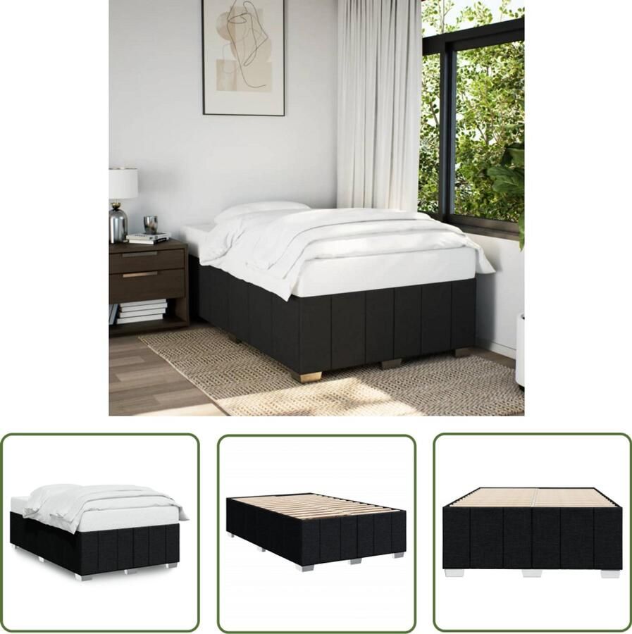 VidaXL Bedframe zonder matras 120x200 cm stof zwart Bed Frame Boxspring Tweepersoonsbed Slaapcomfort Houten Bed