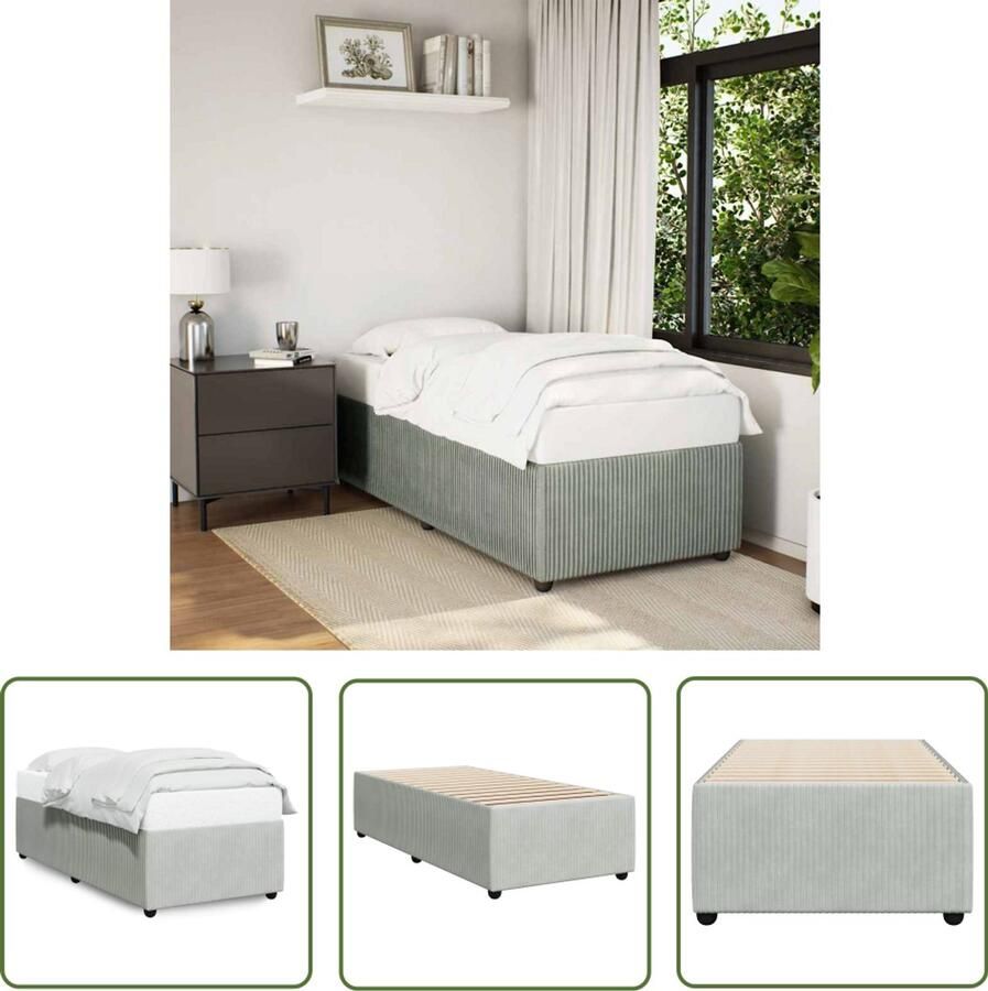 VidaXL Bedframe zonder matras 90x190 cm fluweel lichtgrijs Bed Frame Boxspring Tweepersoonsbed Kingsize Bed Slaapcomfort