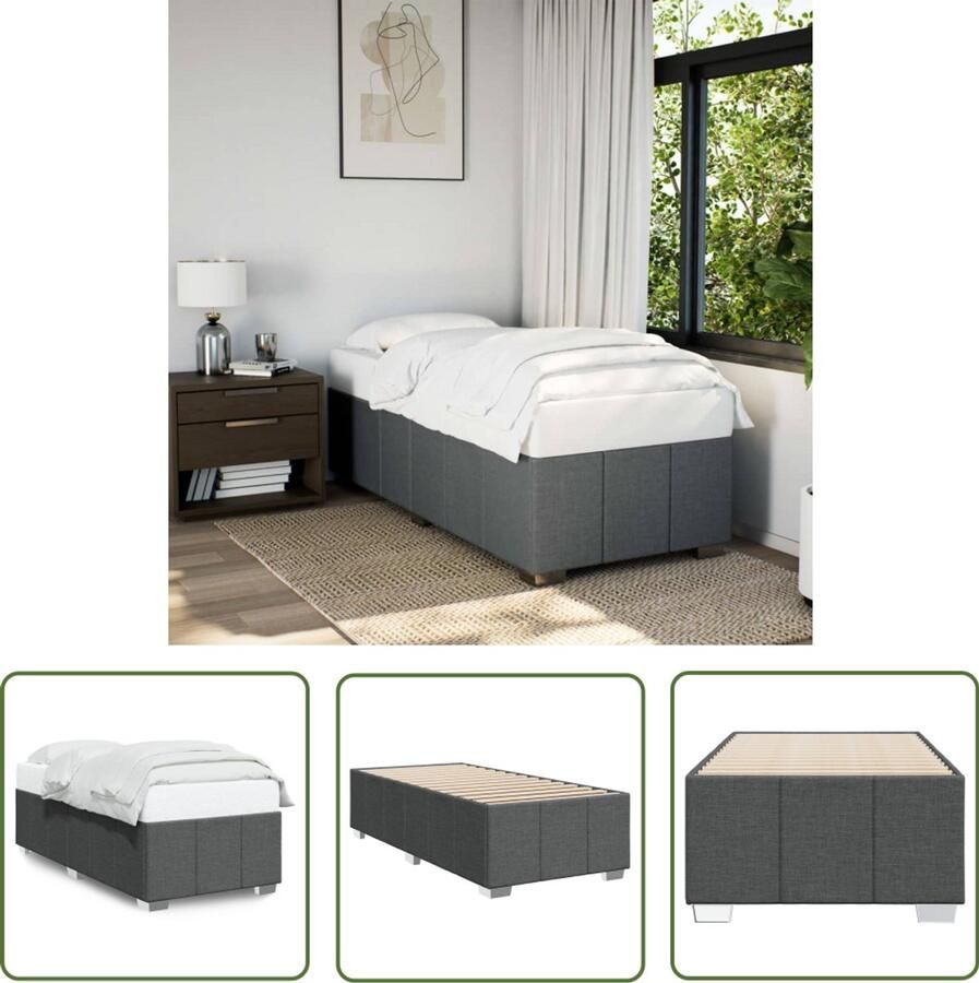 VidaXL Bedframe zonder matras 90x190 cm stof donkergrijs Bed Frame Boxspring Tweepersoonsbed Enkelpersoonlig Bed Slaapcomfort