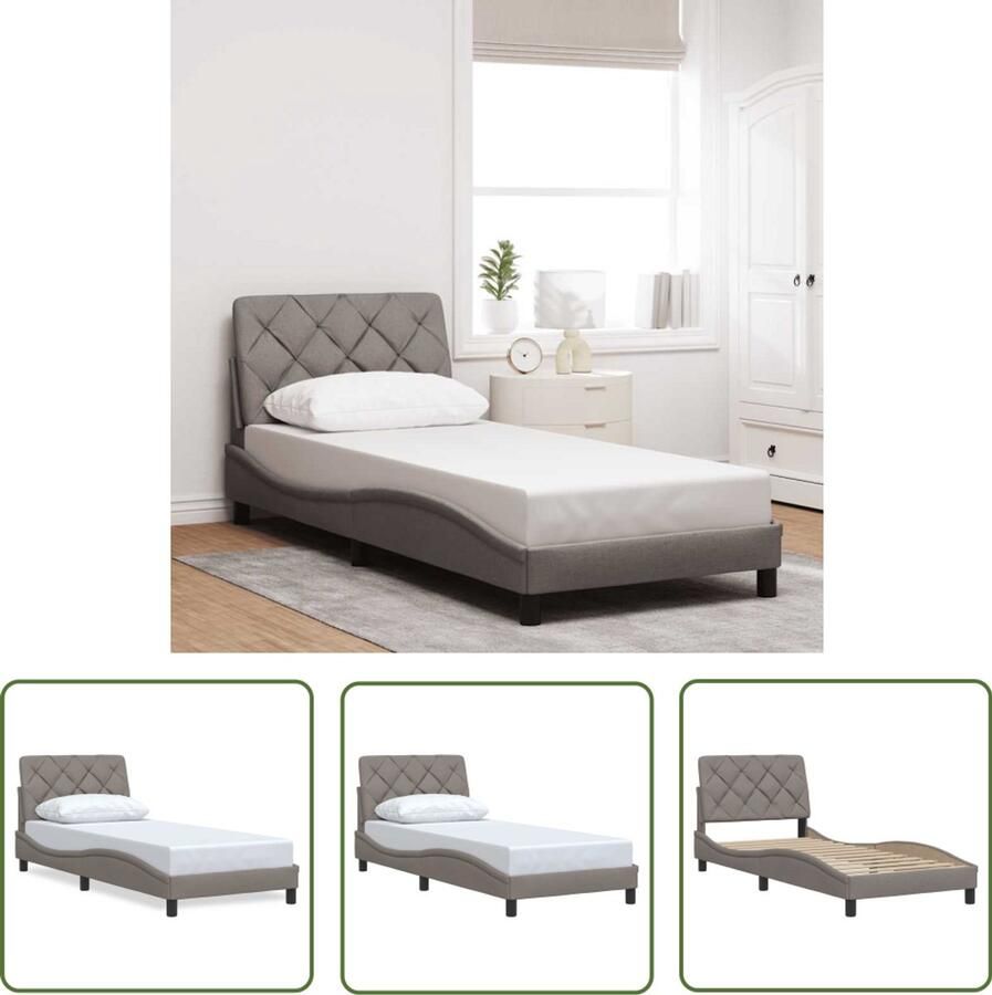 VidaXL Bedframe zonder matras 90x190 cm stof taupe Bed Frame Boxspring Slaapcomfort Tweepersoonsbed Kingsize Bed