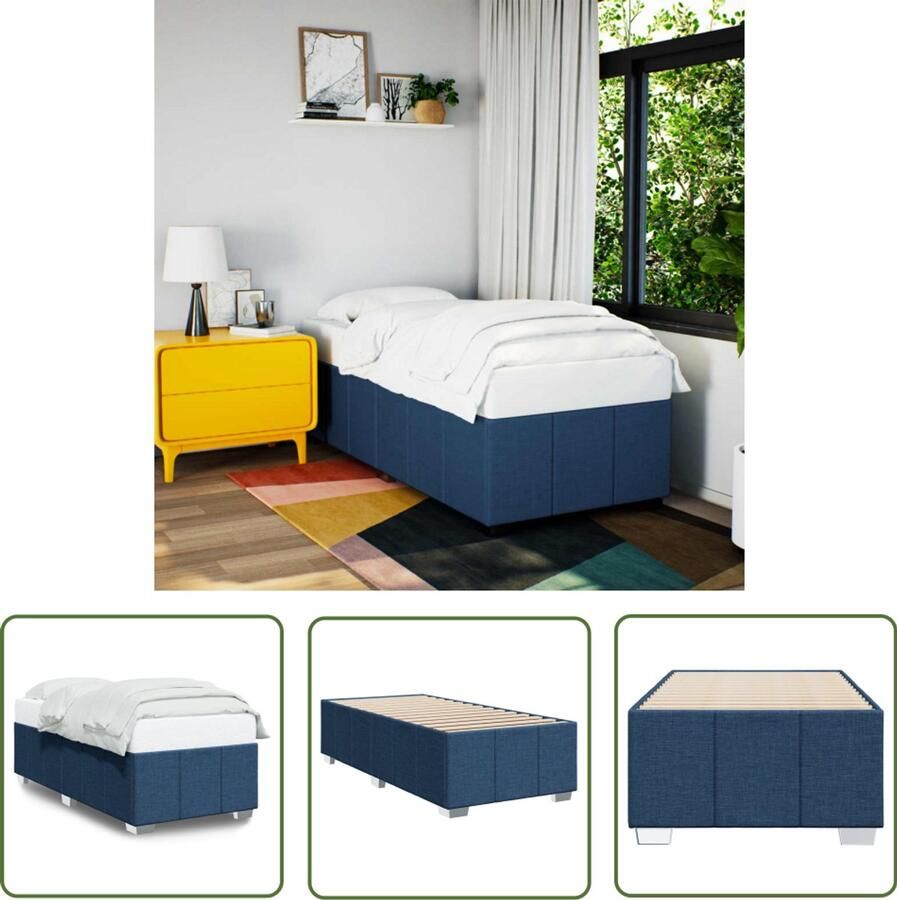 VidaXL Boxspring Bed Frame Bedframe zonder matras 90x200 cm stof blauw Slaapcomfort Tweepersoonsbed Slaapkamersdecoratie