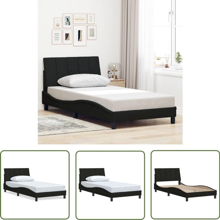 VidaXL Boxspring Bed Frame Bedframe zonder matras Hanko 100x200 cm stof zwart Tweepersoonsbed Slaapcomfort Slaapkamers