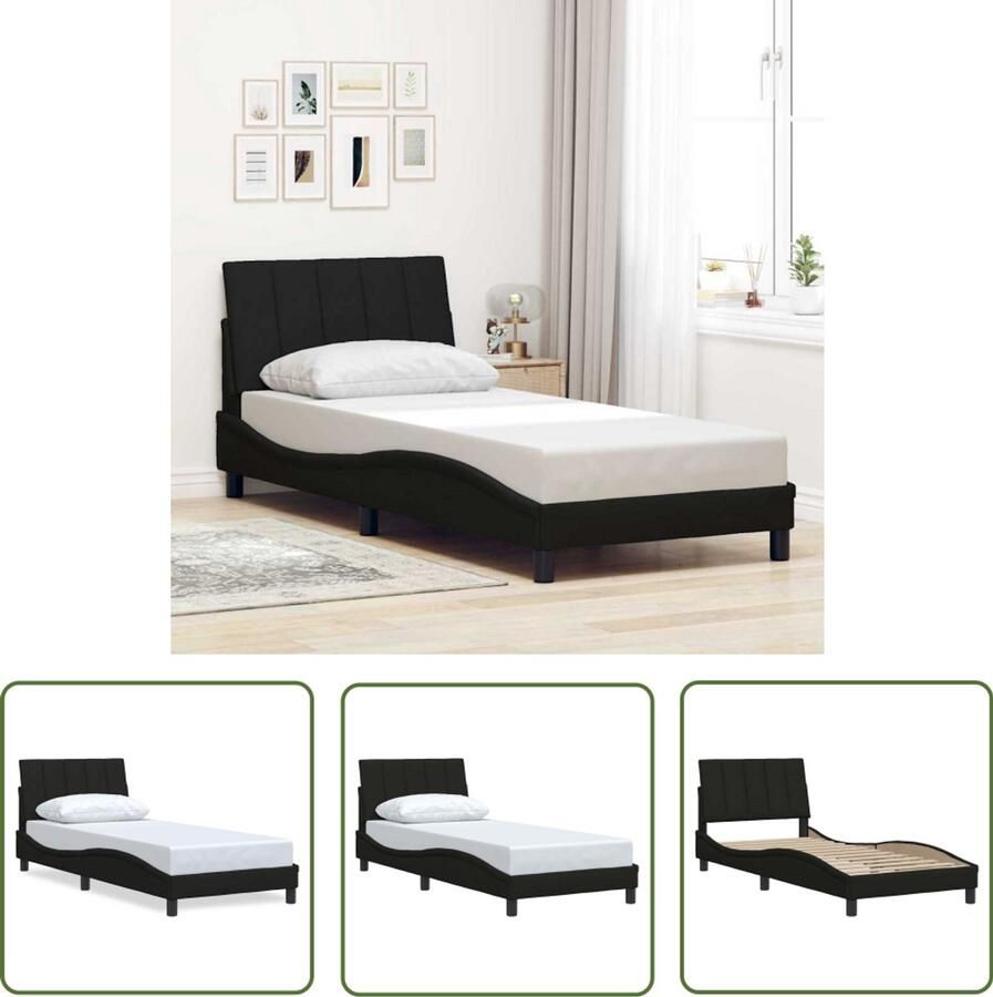 VidaXL Boxspring Bed Frame Bedframe zonder matras Hanko 80x200 cm stof zwart Tweepersoonsbed Stapelbaar Bed Design Bed