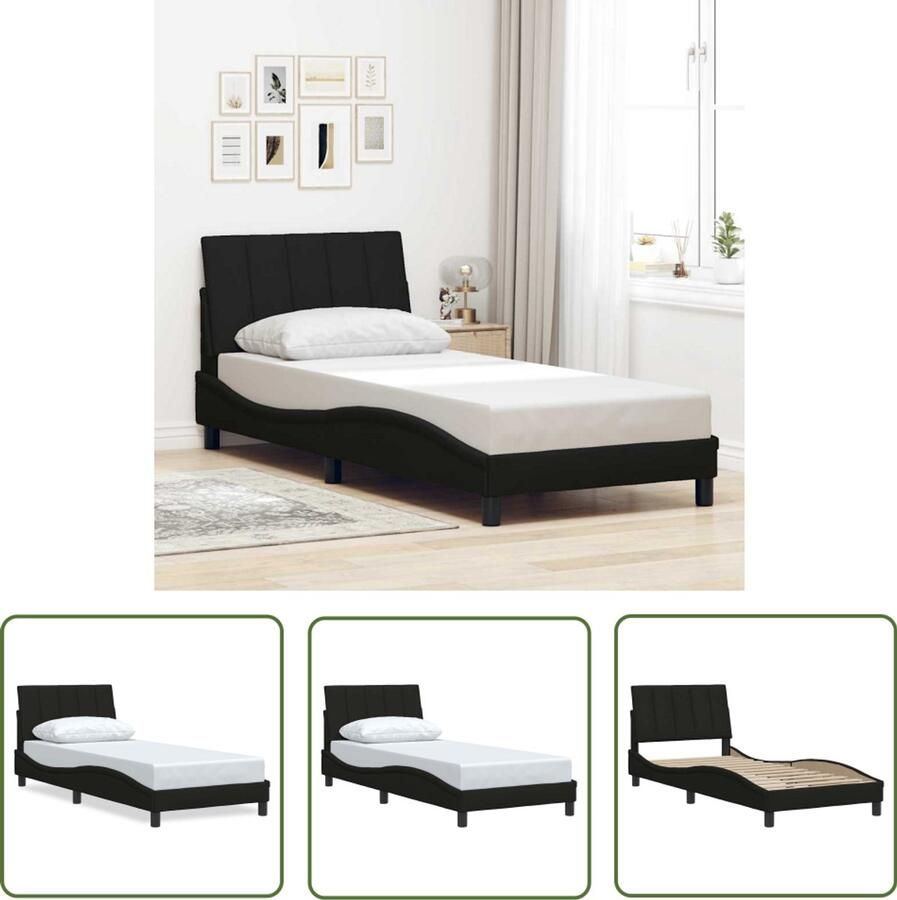 VidaXL Boxspring Bed Frame Bedframe zonder matras Hanko 90x190 cm stof zwart Tweepersoonsbed Kingsize Bed Slaapcomfort