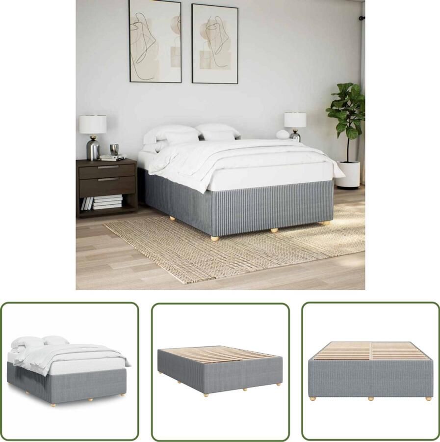 VidaXL Boxspring Bed Frame Bedframe zonder matras stof lichtgrijs 140x190 cm Slaapcomfort Tweepersoonsbed Kingsize Bed