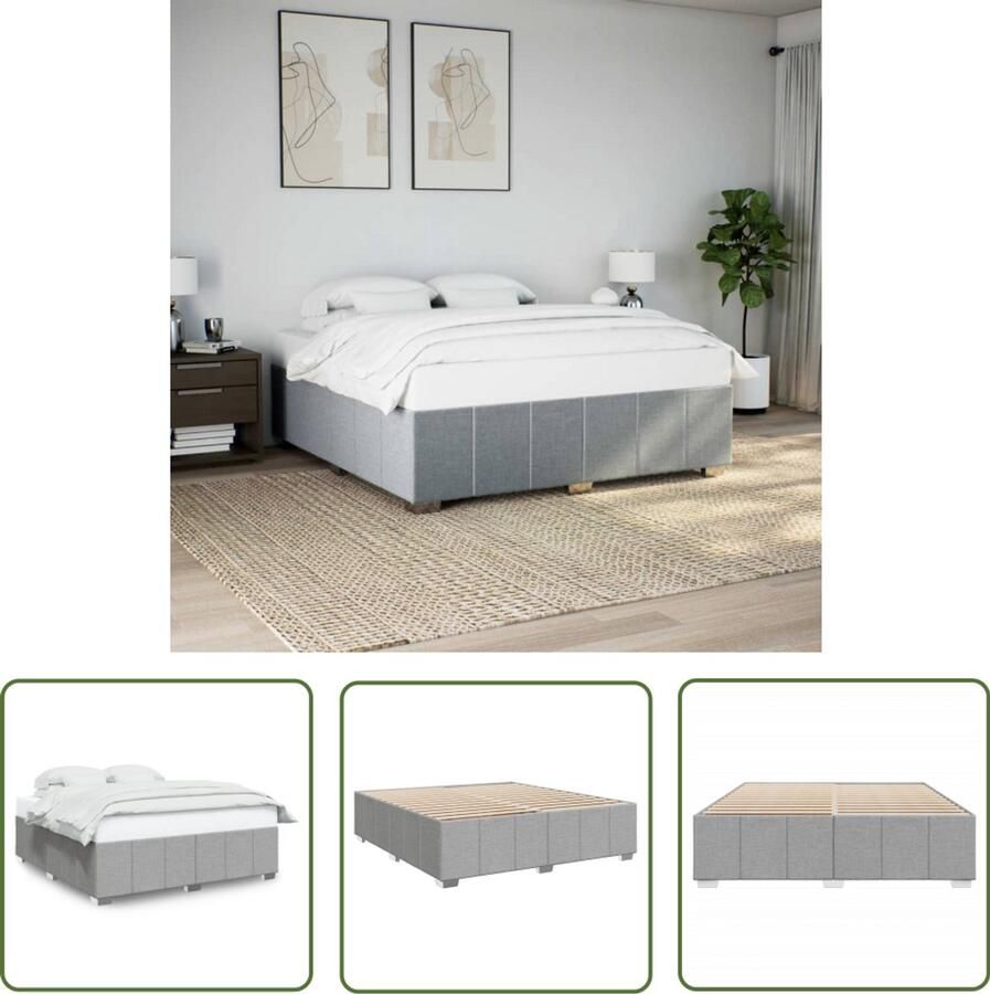 VidaXL Boxspring Bed Frame Bedframe zonder matras stof lichtgrijs 180x200 cm Slaapcomfort Tweepersoonsbed Houten Bed