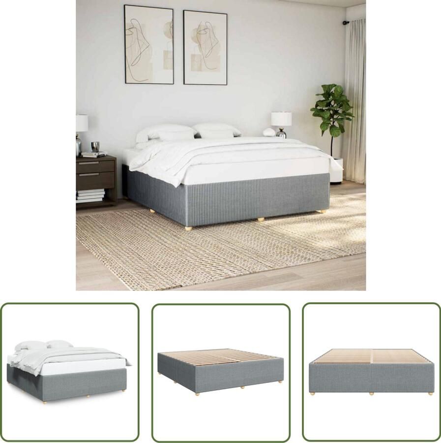VidaXL Boxspring Bed Frame Bedframe zonder matras stof lichtgrijs 180x200 cm Tweepersoonsbed Houten Bed Grijs Bed