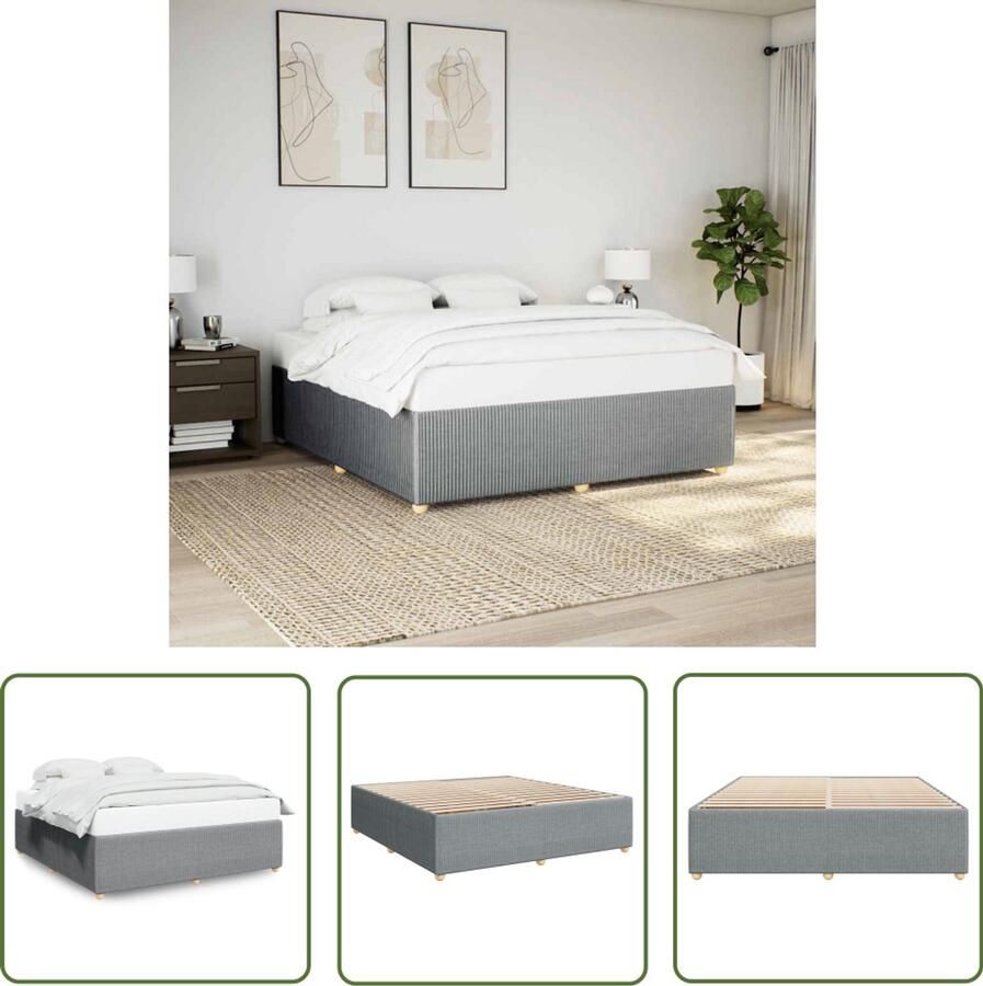 VidaXL Boxspring Bed Frame Bedframe zonder matras stof lichtgrijs 200x200 cm Tweepersoonsbed Slaapcomfort Houten Bed