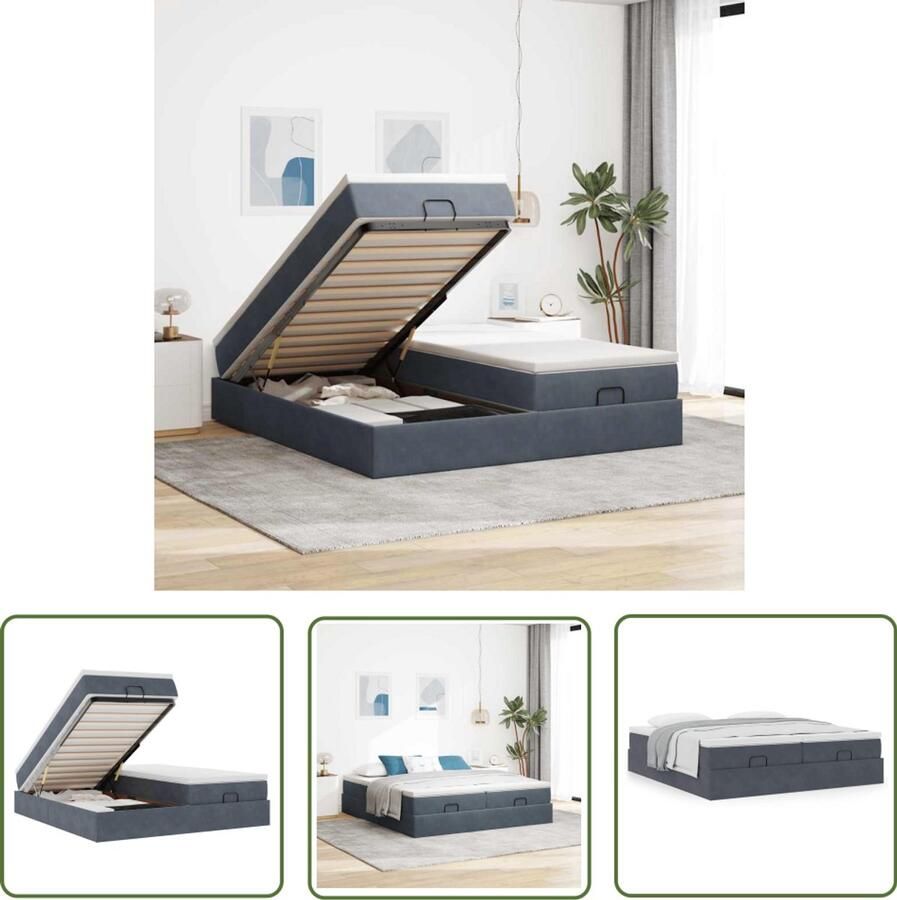 VidaXL Ottoman bed met matrassen 160x200cm fluweel donkergrijs Ottoman Bed Boxspring Bed Velvet Bed Hoofdbord Bed Opslagbed