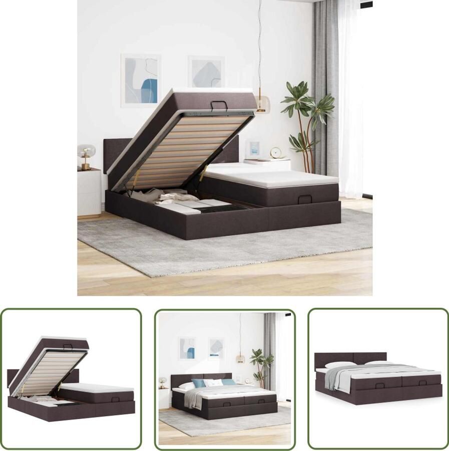 VidaXL Boxspring Bed Ottoman Bed Ottoman bed met matrassen 180x200cm stof donkerbruin Slaapcomfort Opbergruimte Matras
