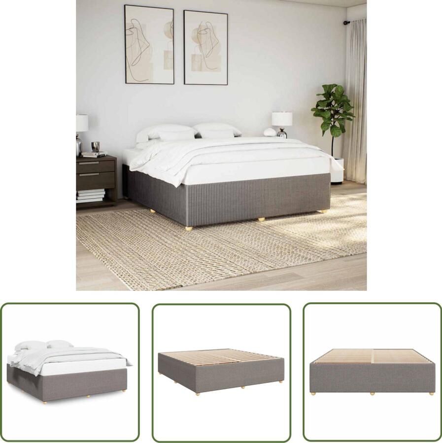 VidaXL Bedframe zonder matras stof taupe 200x200 cm Bedframe Boxspring Slaapcomfort Tweepersoonsbed Houten Bed