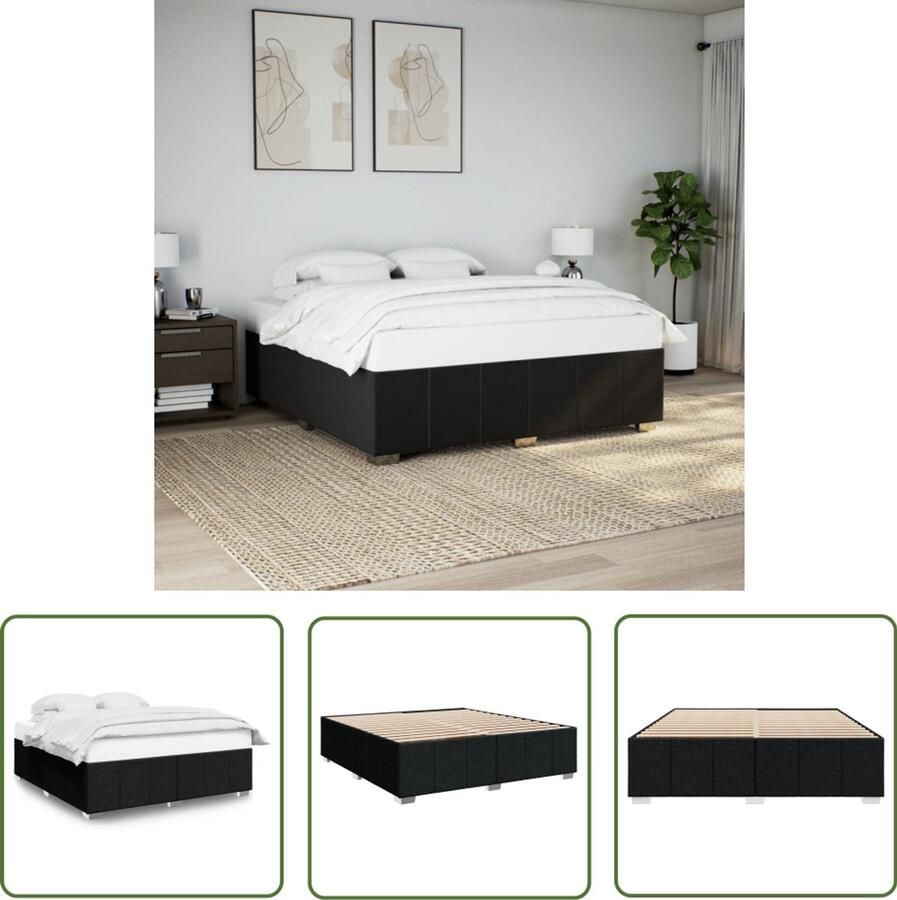 VidaXL Bedframe zonder matras stof zwart 180x200 cm Bedframe Boxspring Slaapcomfort Tweepersoonsbed Houten Bed
