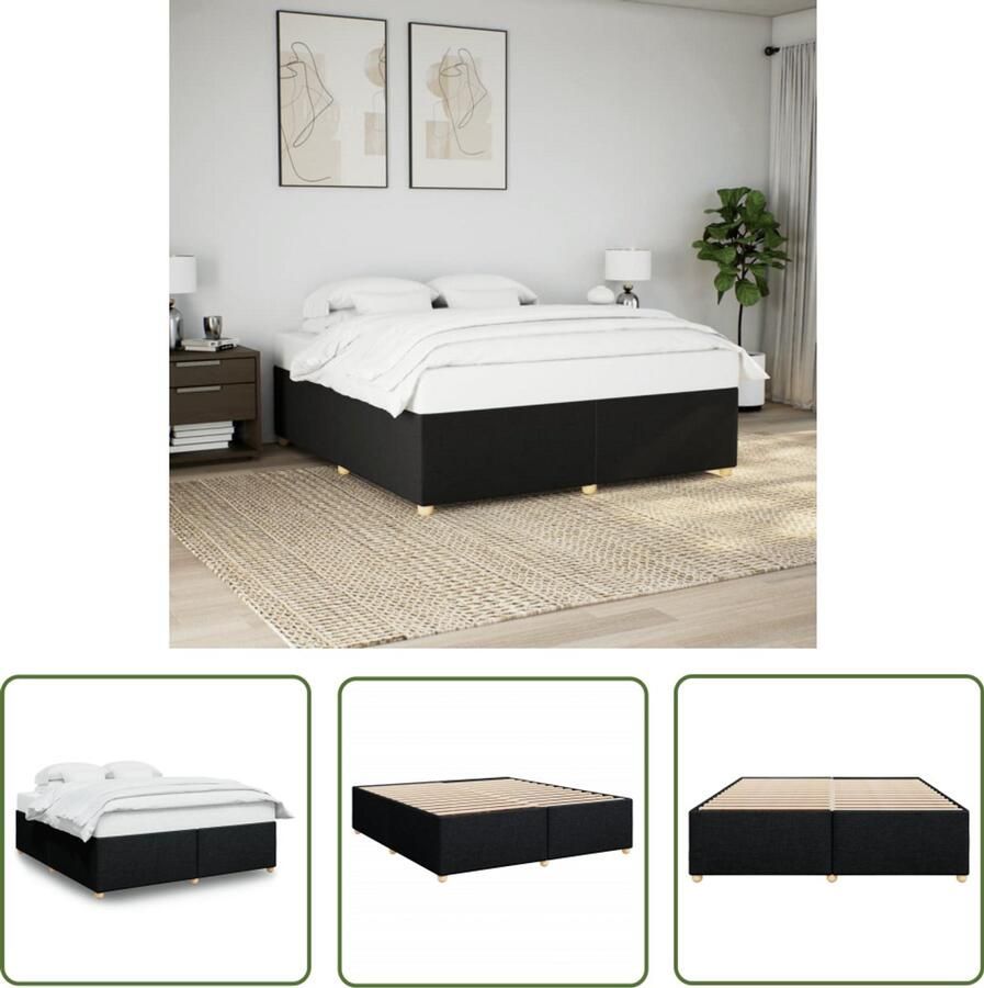 VidaXL Bedframe zonder matras stof zwart 180x200 cm Bedframe Boxspring Slaapcomfort Tweepersoonsbed Kingsize Bed