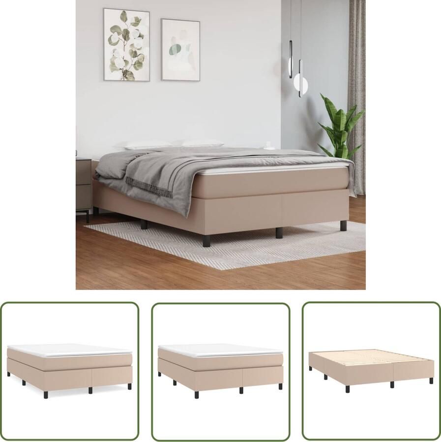 The Living Store Boxspringbed Kunstleer Pocketvering Middelharde Ondersteuning Boxspringbed Kunstleder Bed Pocketveer Matras Middenhard Bruine Boxspring