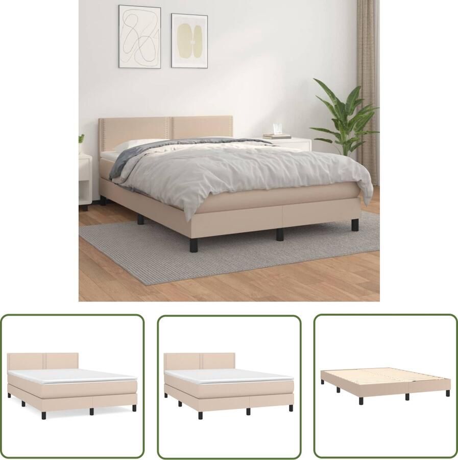 The Living Store Boxspringbed Cappuccino Kunstleer 193x144x78 88 cm Verstelbaar Hoofdbord Pocketvering Matras Middelharde Ondersteuning Huidvriendelijk Topmatras Boxspringbed Boxspring Bed Frame Kapstok Bedroom Furniture