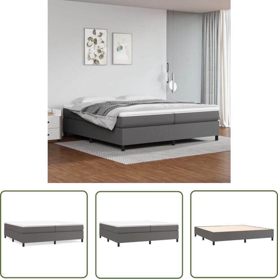The Living Store Boxspringbed Duurzaam Kunstleer Afmeting- 203 x 200 x 35 cm Ken- Pocketvering Matras Middelharde Ondersteuning Huidvriendelijk Topmatras Boxspringbed Boxspring Bed Frame Kunstleder Bed Design Bed - Foto 2