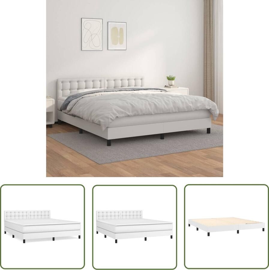 VidaXL Boxspring Boxspringbed Boxspring met matras kunstleer wit 160x200 cm Slaapkamerinrichting Bed Frame Lederlook