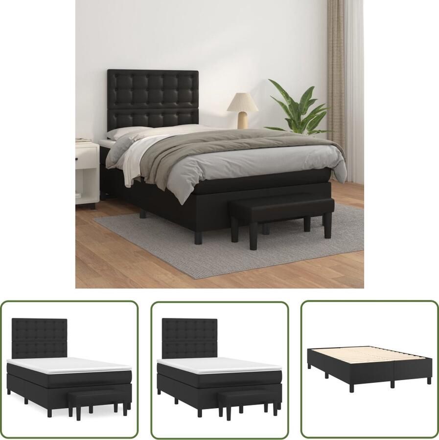 The Living Store Boxspringbed Pocketvering Kunstleer 120x200 cm Zwart Boxspringbed Boxspring Tweepersoonsbed King Size Bed Zitzitting