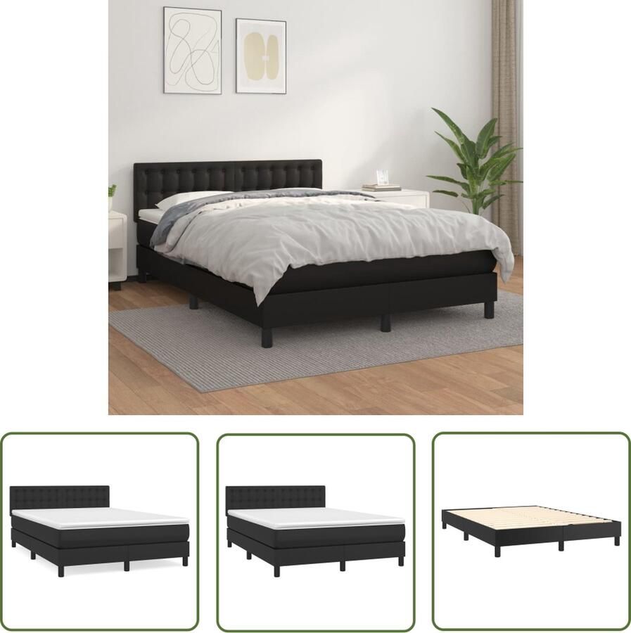 The Living Store Boxspringbed Kunstleer 203 x 144 x 78 88 verstelbaar hoofdbord pocketvering matras middelharde ondersteuning huidvriendelijke topmatras Boxspringbed Kunstleder Bed Tweepersoons Bed Slaapcomfort Boxspring