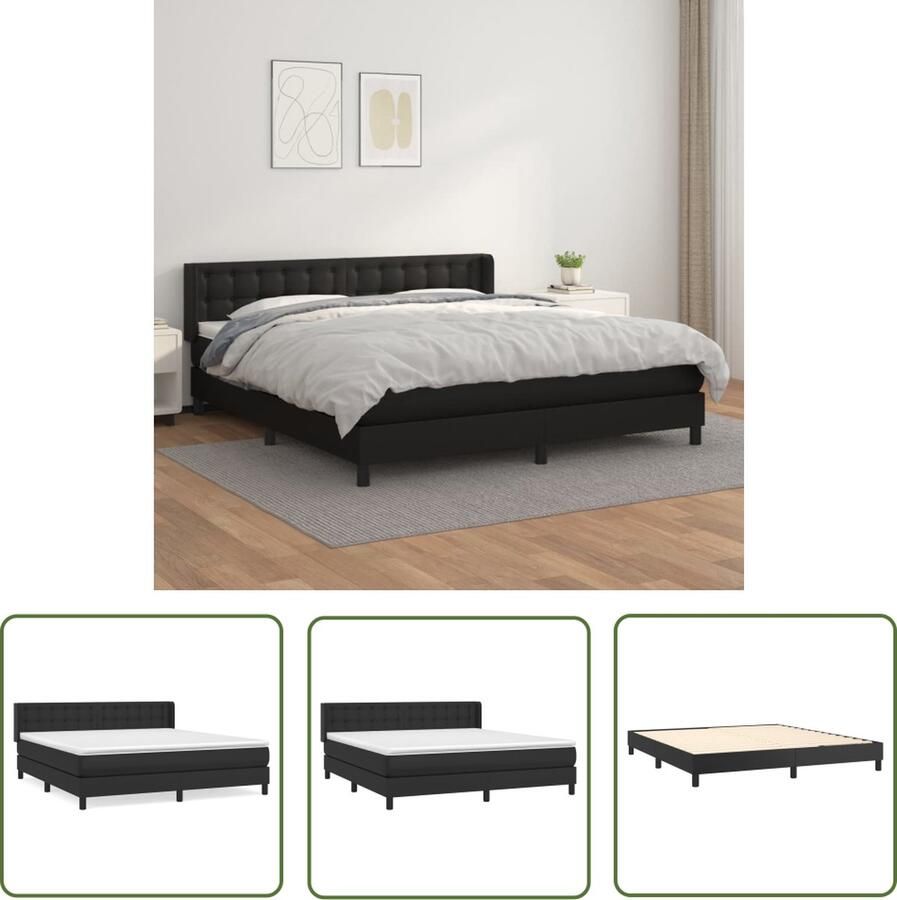The Living Store Boxspringbed Kunstleer Pocketvering 160 x 200 cm Boxspringbed Boxspring Lederlook Kunstleder Tweepersoonsbed