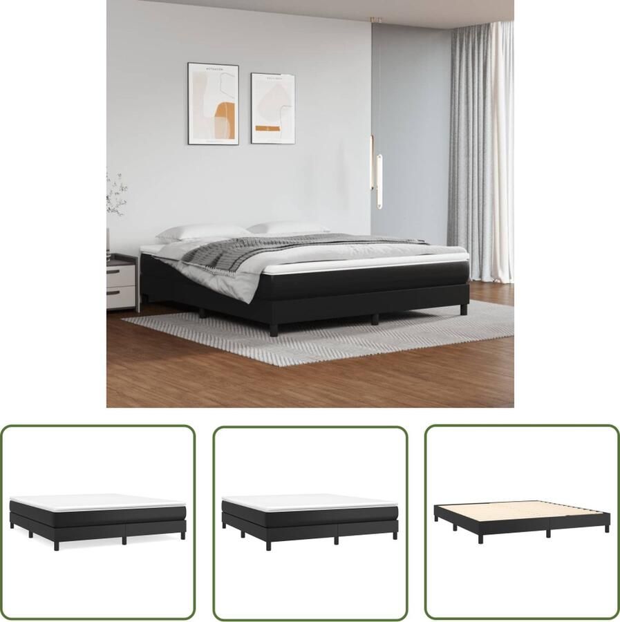 The Living Store Boxspring met matras kunstleer zwart 180x200 cm Boxspring Boxsprings Bed Slaapmeubel Boxspringbed Boxspring Bed Tweepersoonsbed Bed Met Matras Bedframe Ledikant Bedden