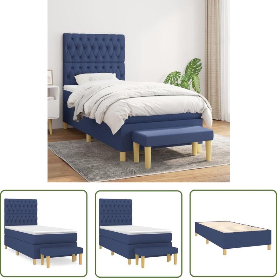 The Living Store Boxspringbed Rustgevende nachtrust Duurzaam ademend materiaal Verstelbaar hoofdbord Pocketvering matras Middelharde ondersteuning Huidvriendelijk topmatras Multifunctioneel bankje
