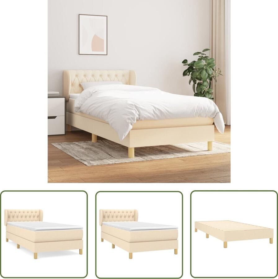 The Living Store Boxspringbed Crème 203x103x78 88 cm Met Verstelbaar Hoofdbord Pocketvering Matras Middelharde Ondersteuning Huidvriendelijk Topmatras Boxspringbed Boxspring Creme Kleur Tweepersoonsbed Stapelbare Beddengoed
