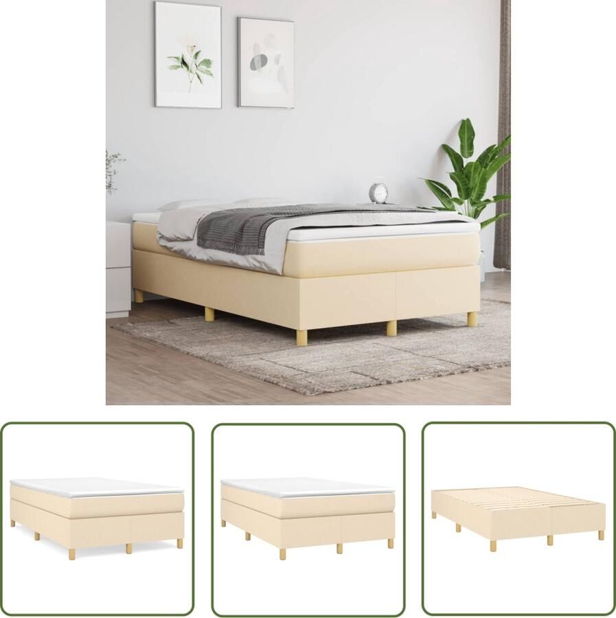 The Living Store Boxspringbed Pocketvering Middelharde ondersteuning Huidvriendelijk topmatras Crème 203 x 120 x 35 cm 120 x 200 x 20 cm 120 x 200 x 5 cm Boxspringbed Boxspring Tweepersoonsbed Creme Kleur Pocketvering