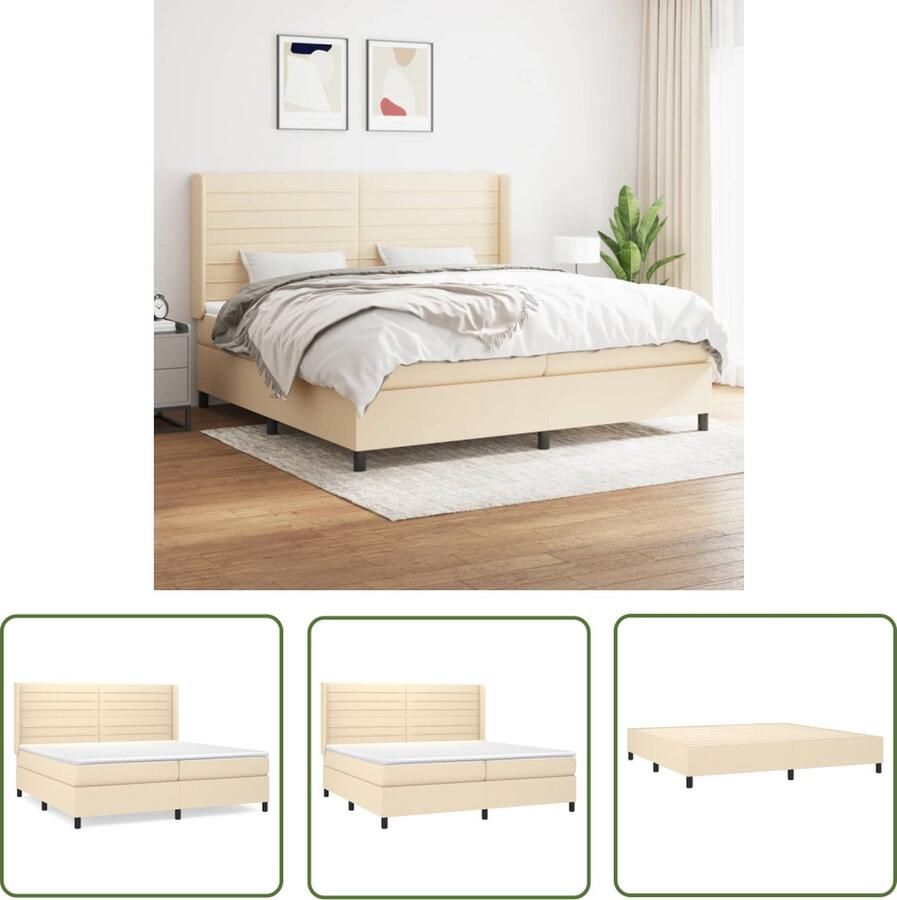 The Living Store Boxspringbed Relax-Sleep Comfort Crème 203x203x118 128 cm Pocketvering Matras Middelharde Ondersteuning Huidvriendelijk Topmatras Boxspringbed Boxspring Creme Kleur Tweepersoonsbed Pocketed Veren Matras