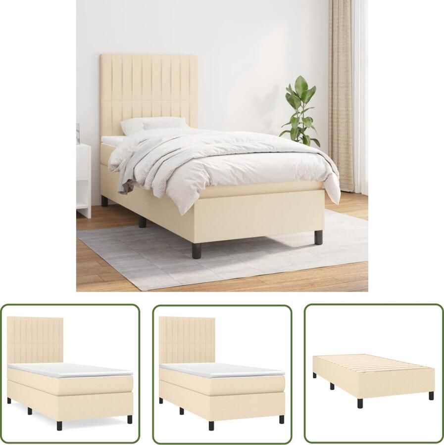 The Living Store Boxspringbed Comfort Bed 203 x 83 x 118 128 cm Crème Pocketvering Matras Middelharde Ondersteuning Huidvriendelijk Topmatras Boxspringbed Boxspring Slaapkamerinrichting Tweepersoonsbed Cremekleurig Bed