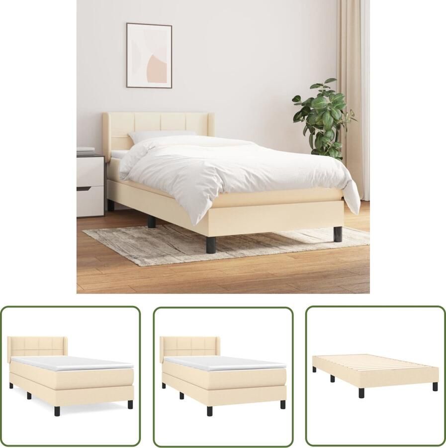 The Living Store Boxspringbed Pocketvering Middelharde ondersteuning 80x200 cm Crème Boxspringbed Boxspring Tweepersoonsbed Creme Kleurig Bed Middenhard Matras