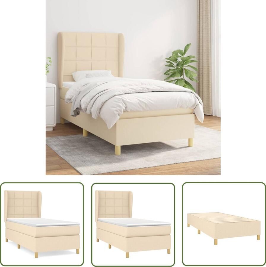 The Living Store Boxspringbed Comfort Bed 193 x 93 x 118 128 cm Crème Boxspringbed Boxspring Bed Frame Creme Kleur Slaapcomfort