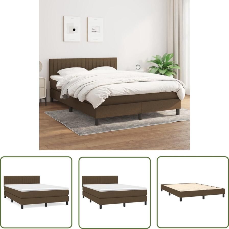 The Living Store Boxspringbed Pocketvering Middelhard 203 x 144 x 78 88 cm Donkerbruin Boxspringbed Boxspring Tweepersoonsbed Donkere Kleuren Pocketveermatras