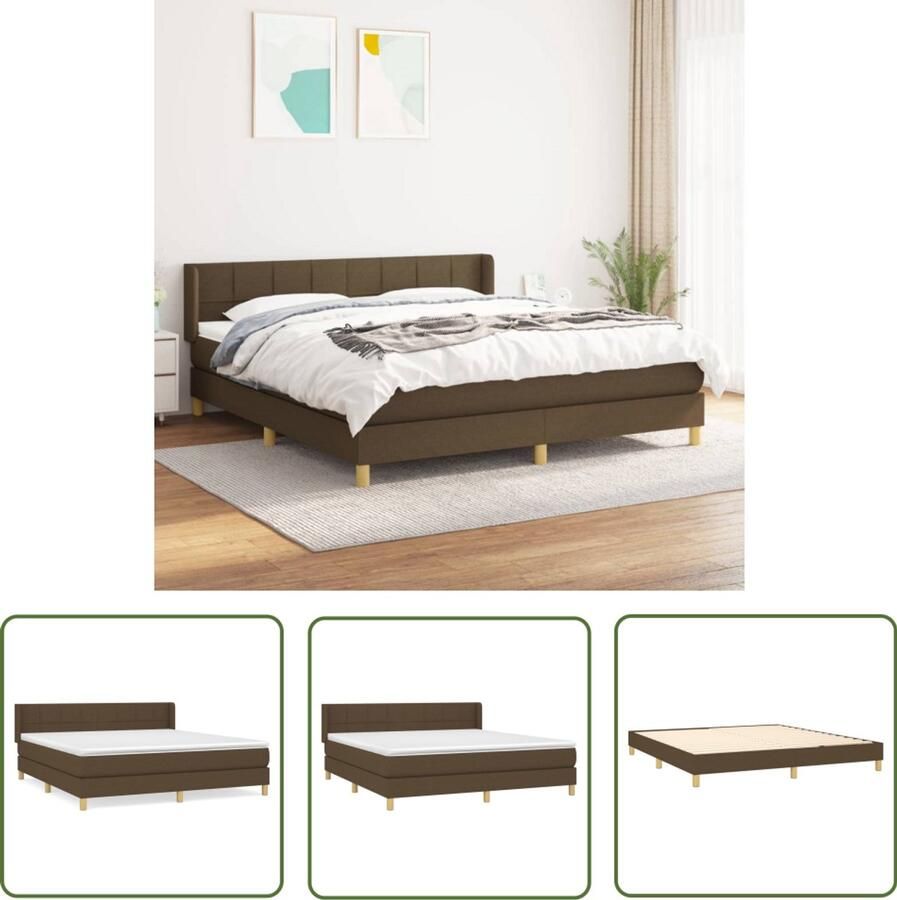 The Living Store Boxspringbed Pocketvering 180x200 cm Duurzaam materiaal Boxspringbed Boxspring Pocketvering Bruine Boxspring Tweepersoons Bed