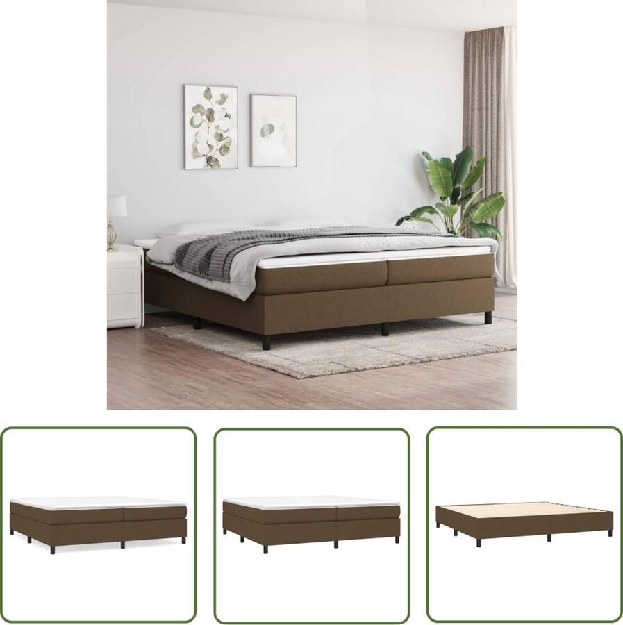 The Living Store Boxspringbed donkerbruin 203 x 200 x 35 cm Pocketvering matras Middelharde ondersteuning Huidvriendelijk topmatras Multiplex lattenbodem Boxspringbed Boxspring Tweepersoonsbed Donkere Bruine Bed Houten Bed Frame