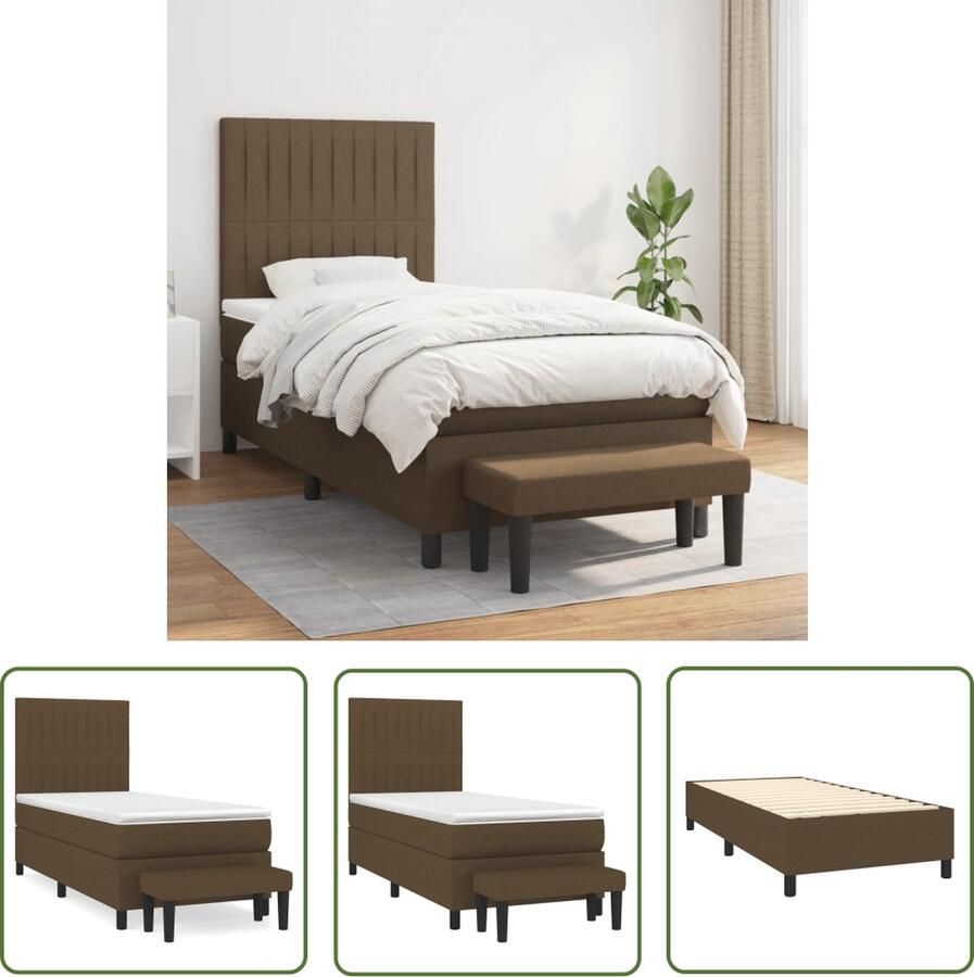 The Living Store Boxspringbed Comfortabele ondersteuning Middelharde ondersteuning Pocketvering matras Huidvriendelijk topmatras Donkerbruin 203 x 83 x 78 88 cm Boxspringbed Boxspring Tweepersoonsbed Donkere Kleuren Houten Frame