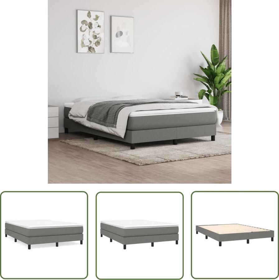 The Living Store Boxspringbed Pocketvering Middelharde ondersteuning Huidvriendelijk Duurzaam 193x140x25cm Donkergrijs Boxspringbed Boxspring Tweepersoonsbed Donkere Kleuren Hard Matras - Foto 2