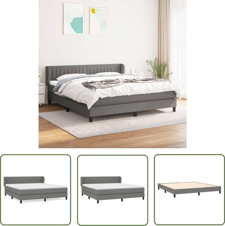 The Living Store Boxspringbed donkergrijs 203 x 163 x 78 88 cm duurzaam materiaal praktisch hoofdbord comfortabele ondersteuning pocketvering matras middelharde ondersteuning huidvriendelijk topmatras inclusief montagehandleiding